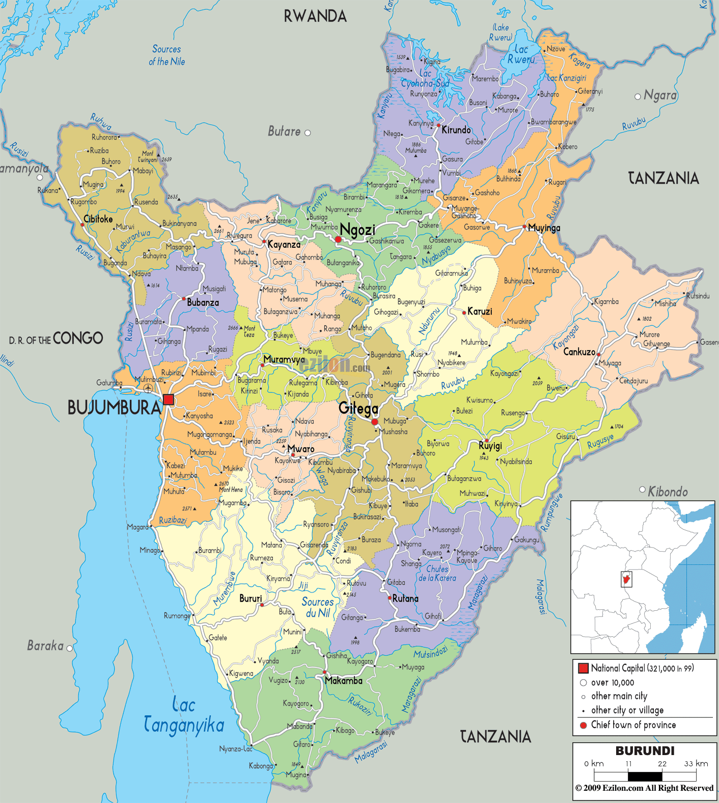politique carte du Burundi